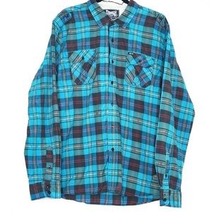 Sovereign Code XXL Blue Plaid Button Front Shirt